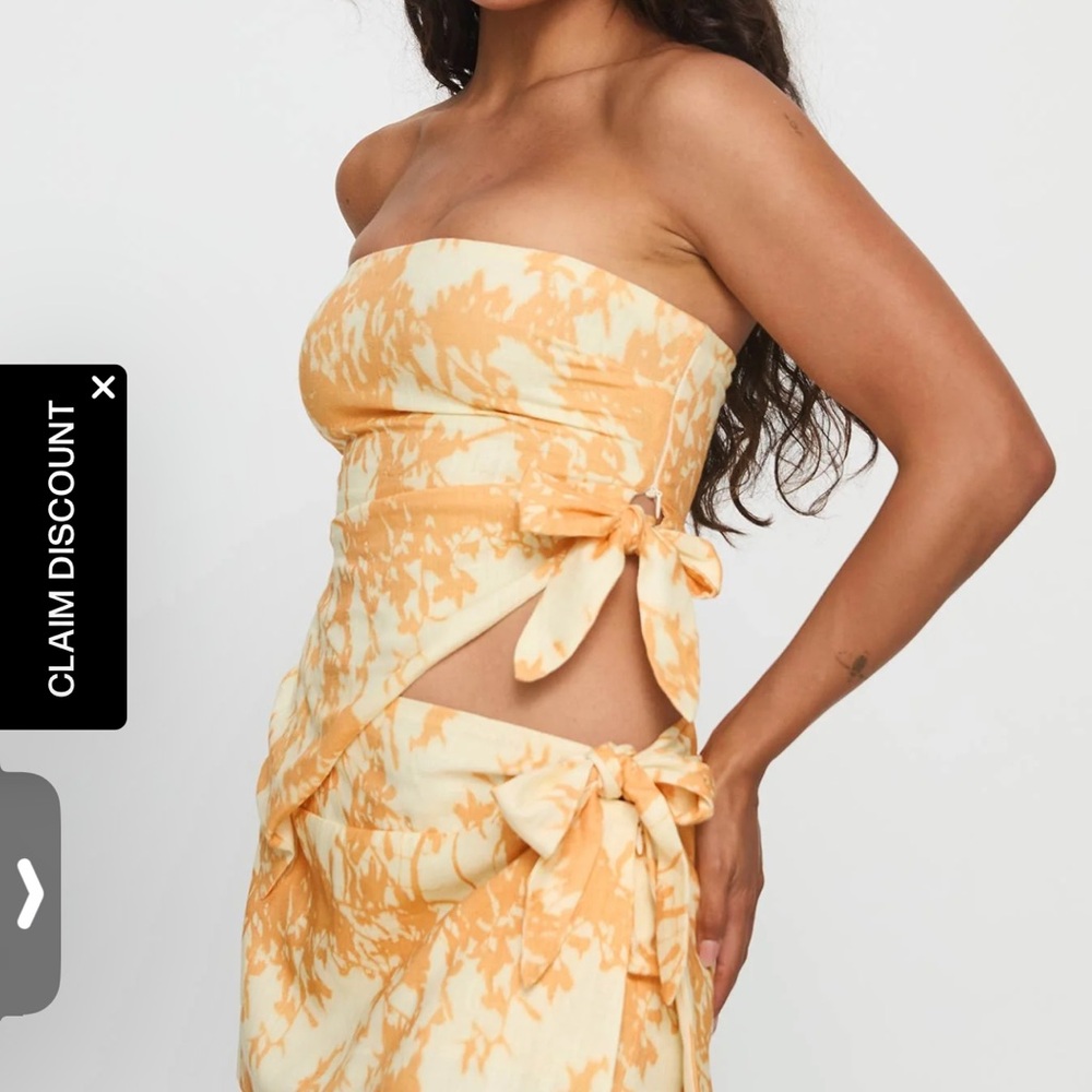 Princess Polly Strapless Yellow Tie-Dye Cover-Up Dress